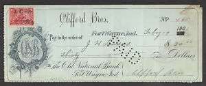 CLIFFORD BROS.OLD NATIONAL BANKFORT WAYNE, IN1901  
