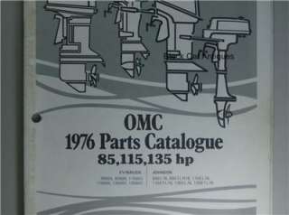 1976 OMC Parts Catalog 85, 115, 135HP Evinrude Johnson  