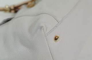 Michael Kors Jet Set Items Vanilla Leather Top Zip Tote Handbag  