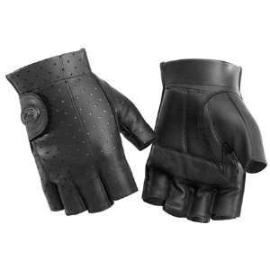 com River Road TUCSON SHORTY Black Leather Gel Palm Fingerless Gloves 