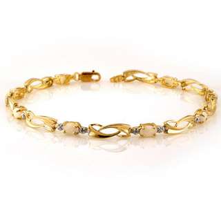 Genuine 2.02ctw Opal & Diamond Bracelet 10K Yellow Gold  