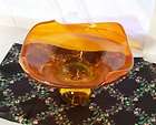 Vintage 50s Eames Era Midcentury Orange Art Glass Bowl