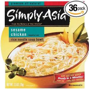 Simply Asia Rice Noodle Soup Bowl, Sesame Chicken, 2.5 Ounce (Pack of 