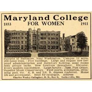  1911 Ad Maryland College for Women Institute Campus 
