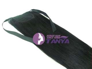 20 100% Human Hair clip in extensions ponytail 100g Off Black #1b 