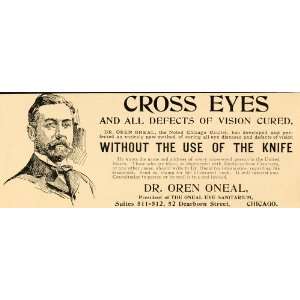  1901 Vintage Ad Cross Eyes Cure Dr. Oren Oneal Quackery 