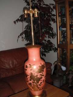 Marbro Mid Century Gold Gilded Art Pottery Lamp  