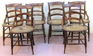 Antique Walnut and Cane Chairs Set of 6 c.1880  