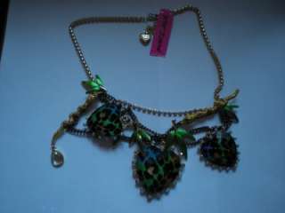 Betsy Johnson Asian Jungle Statement Necklace/Authentic/NWT/Hearts 