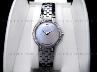 Ladies Movado FACETO Diamonds MOP Dial Swiss Quartz Watch 0605146 
