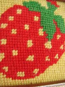 SMALL FRAMED NEEDLEPOINT STRAWBERRY PICTURE  