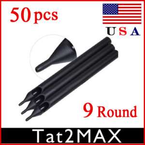 50 Sterile Disposable Tattoo Stem & Tips   9 Round USA  