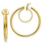 JewelBasket Large 14k Gold Clip on Hoop Earrings 30mm in diameter