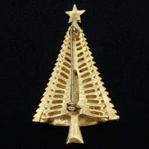 Xmas Christmas Tree Brooch Pin Vintage Jewel Tones  