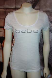 BIG SALE PRICES!! *xs*s*m*l* BEBE LOGO tee shirt top *white* tons to 