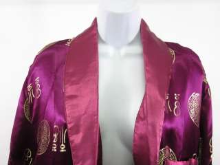SHANGHAI CHINA Pink Gold Medallion Satin Robe Sz Large  
