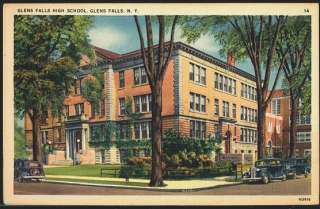 Glens Falls New York NY 1930s High School Vintage Postcard  