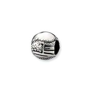  Sterling Silver USA Flag Baseball Charm: Jewelry