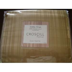  Croscill Dobby 500 Thread Count Queen Sheet Set Gold