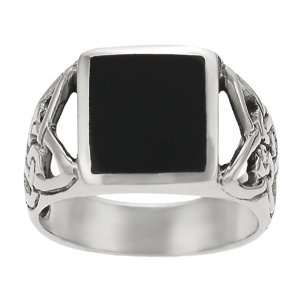  Sterling Silver Mens Celtic Black Onyx Ring Jewelry