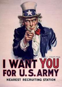 WORLD WAR I UNCLE SAM I WANT YOU FOR US ARMY RECRUITING STATION 13X19 