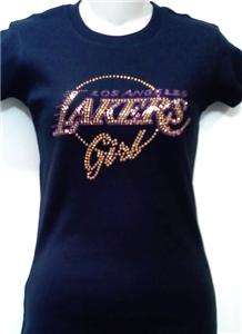 LA Lakers Girl Bling Shirt Rhinestones GO LAKERS Sm 3X  