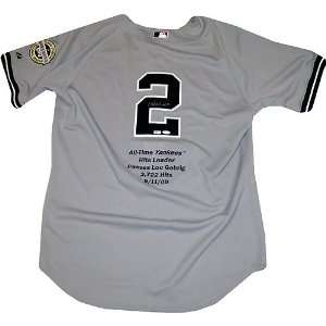 Derek Jeter Autographed Jersey   Authentic with All Time Hits Leader 