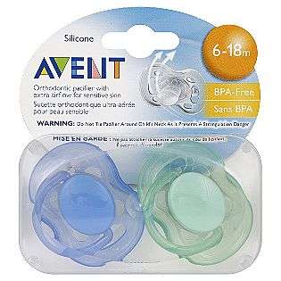 Pacifiers, Orthodontic, Silicone, 6 18 M, 2 pacifiers  Avent Baby 
