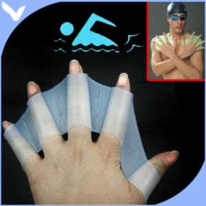Silicone Hand Swimming Gear Training Web glove Fins L  