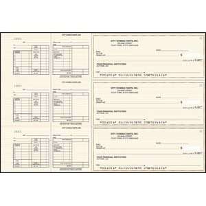   Gold 3 per page Payroll Checks with a Salary Stub