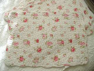 Set of 4 Elizabeth Shabby Pink Cottage Chic Roses Quilted Placemats 