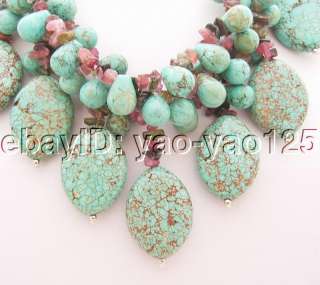 4Strds Natural Tourmaline&Turquoise Necklace  