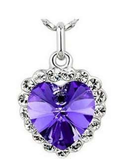   Crystal Heart of Ocean Platinum Plated Pendant Necklace 