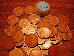 1916 D LINCOLN WHEAT CENT PENNY ROLL  
