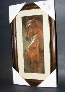 Horse Foal Framed Glass Enclosed Wall Art Picture Print Tall Signed 