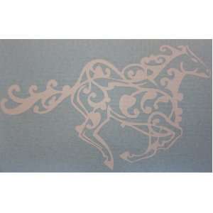  Small White Running Tribal Horse Car Window Sticker Decal 