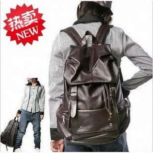  Brown PU Leather like Material Backpack School bag GREAT 