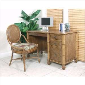   Wicker Computer Desk and Chair Set Fabric: Palm Grove: Office Products