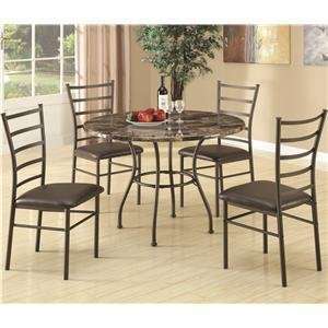  Dinettes 5 Piece Dining Set W/ Round Table and 4 Side 