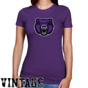 Central Arkansas Bears Ladies Purple Distressed Logo Vintage Slim Fit 