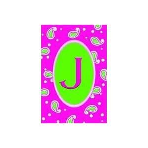  Monogram J Pink & Green Paisley Mini Garden Flag Patio 