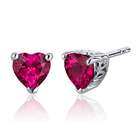 Peora 2.00 Carats Ruby Heart Shape Stud Earrings in Sterling Silver