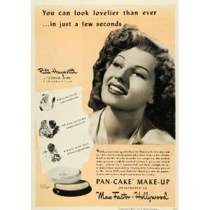  1943 Ad Pan Cake Makeup Rita Hayworth Cover Girl Beauty 