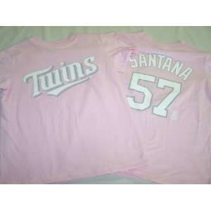   Twins Johan Santana Girls Youth Pink T Shirt