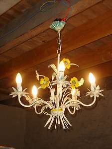 Shabby chic 5 Arm Metal Flower lamp chandelier French  