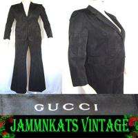 GUCCI Black BELL BOTTOM Pant Suit US 10   12 EURO 42  