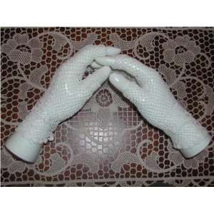   /off White Crochet Gloves (Half Finger) SIX PAIRS 