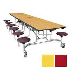  12 Mobile Cafeteria Stool Unit With Plywood Top, Red Top 