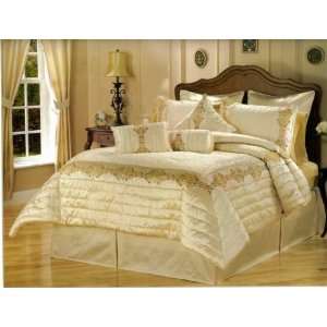  8Pc Exquisite Silk Embroidered Queen Bed in a Bag w/ 200 Thread 
