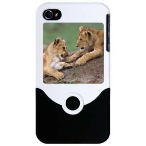   iPhone 4 or 4S Slider Case White Lion Cubs Playing 